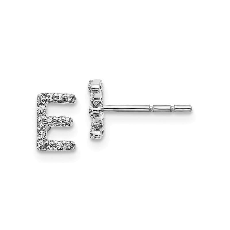 14k White Gold Diamond Initial E Earrings - Seattle Gold Grillz