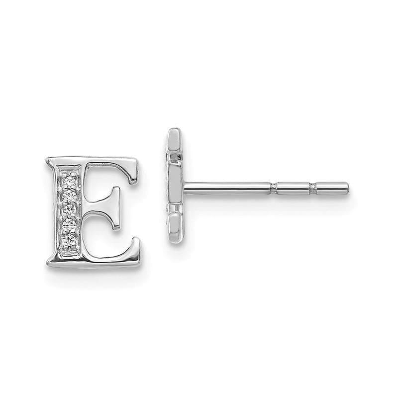 14k White Gold Diamond Initial E Earrings - Seattle Gold Grillz