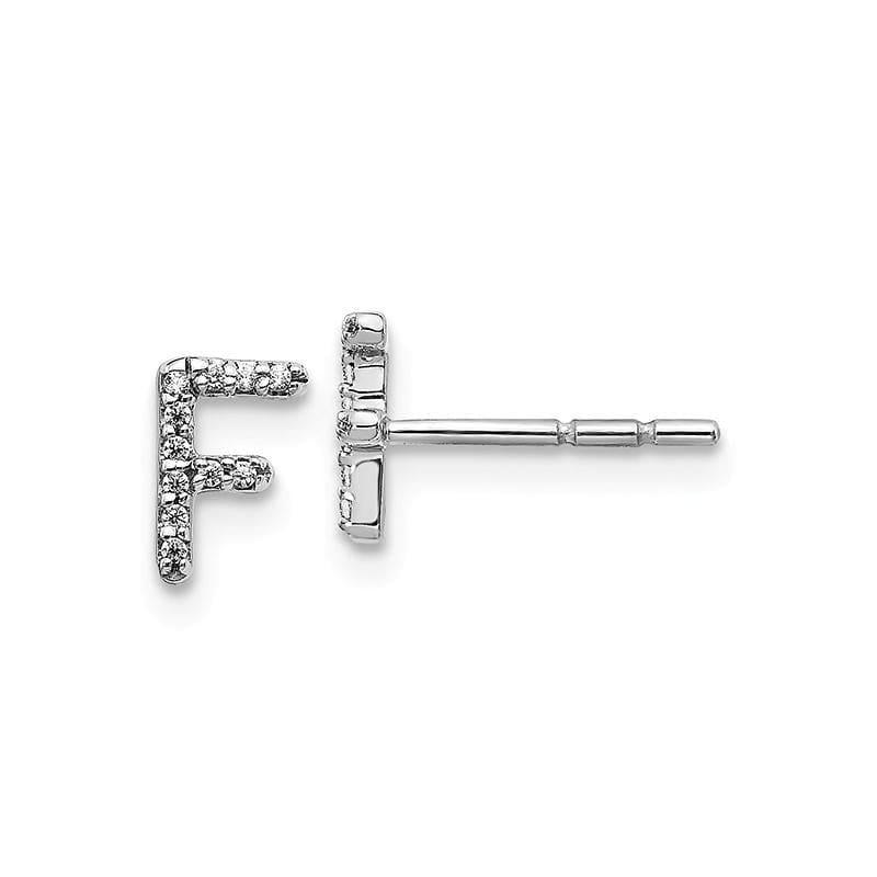 14k White Gold Diamond Initial F Earrings - Seattle Gold Grillz