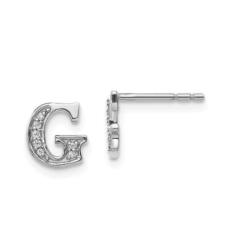 14k White Gold Diamond Initial G Earrings - Seattle Gold Grillz