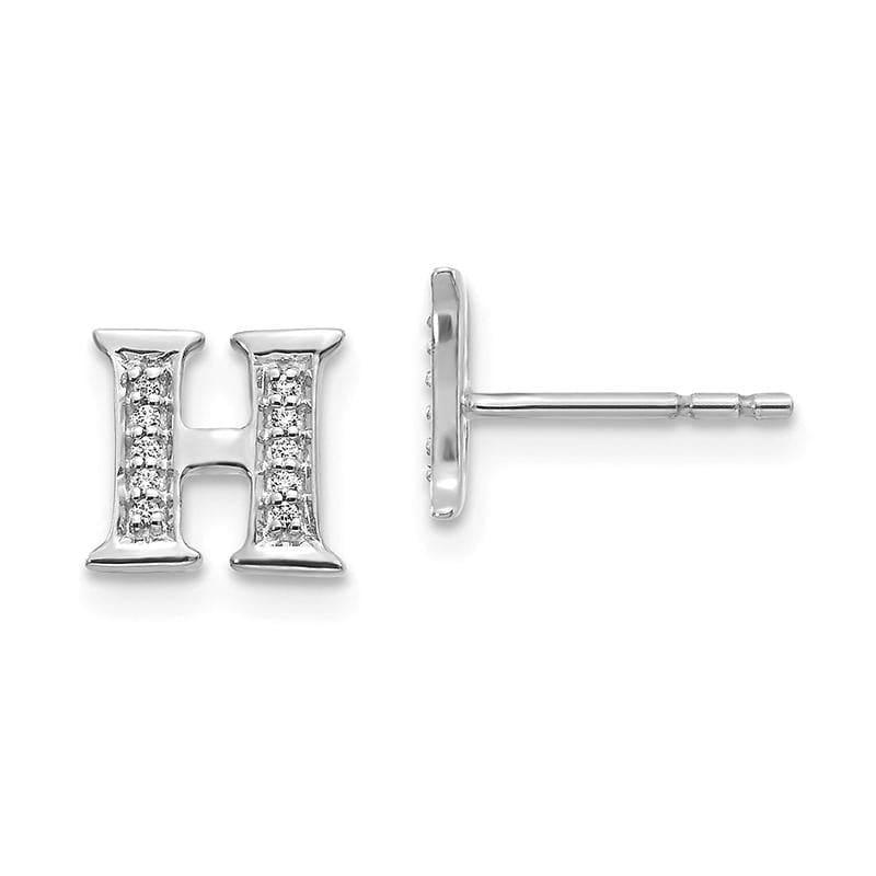 14k White Gold Diamond Initial H Earrings - Seattle Gold Grillz