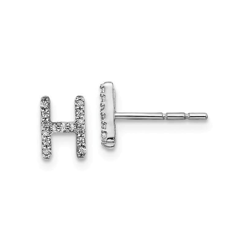 14k White Gold Diamond Initial H Earrings - Seattle Gold Grillz