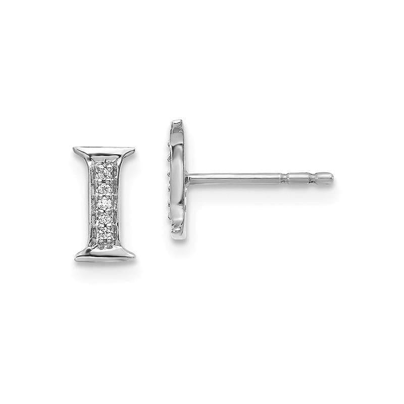 14k White Gold Diamond Initial I Earrings - Seattle Gold Grillz