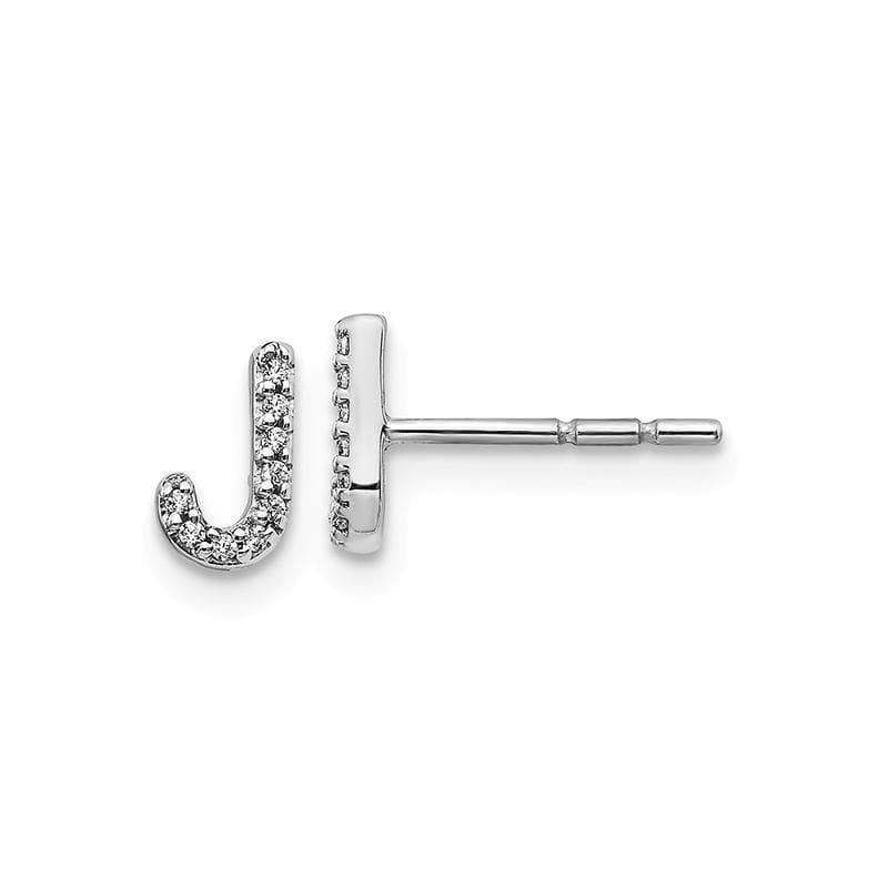 14k White Gold Diamond Initial J Earrings - Seattle Gold Grillz