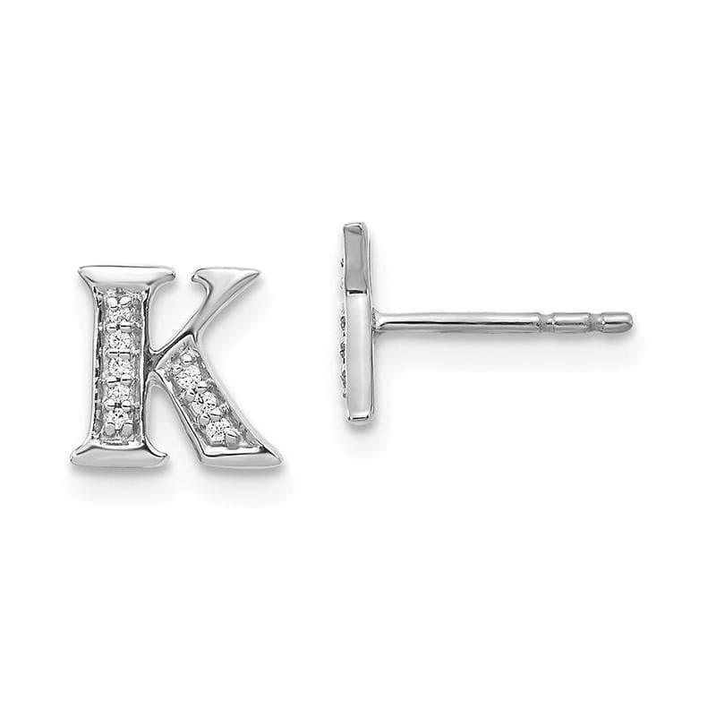 14k White Gold Diamond Initial K Earrings - Seattle Gold Grillz