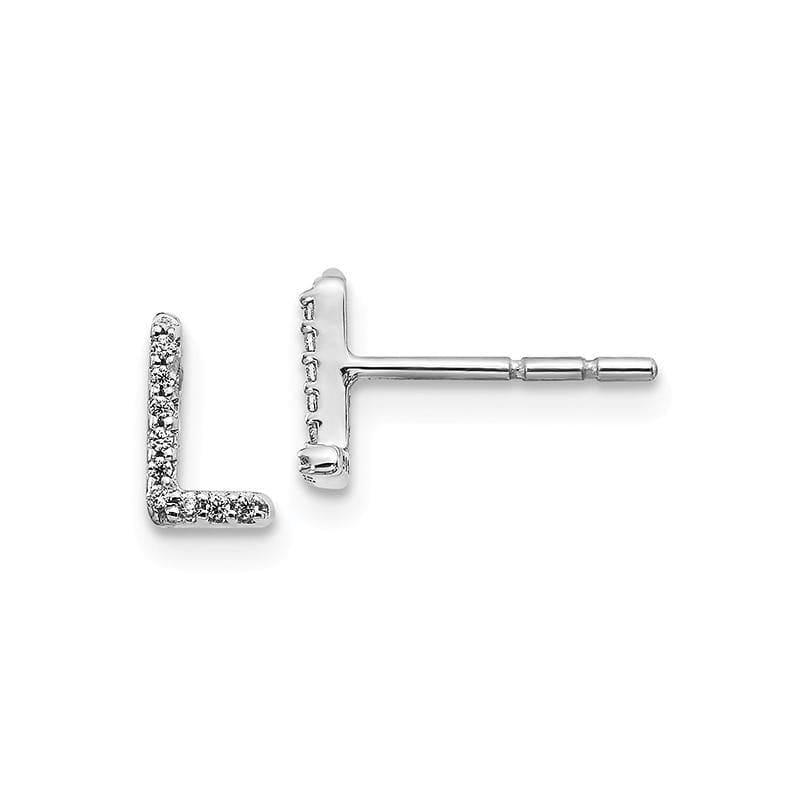 14k White Gold Diamond Initial L Earrings - Seattle Gold Grillz