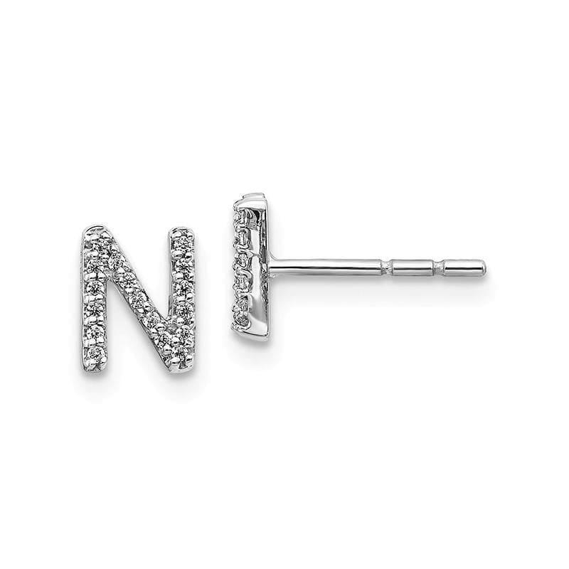 14k White Gold Diamond Initial N Earrings - Seattle Gold Grillz