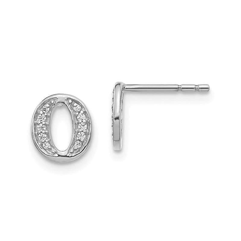 14k White Gold Diamond Initial O Earrings - Seattle Gold Grillz