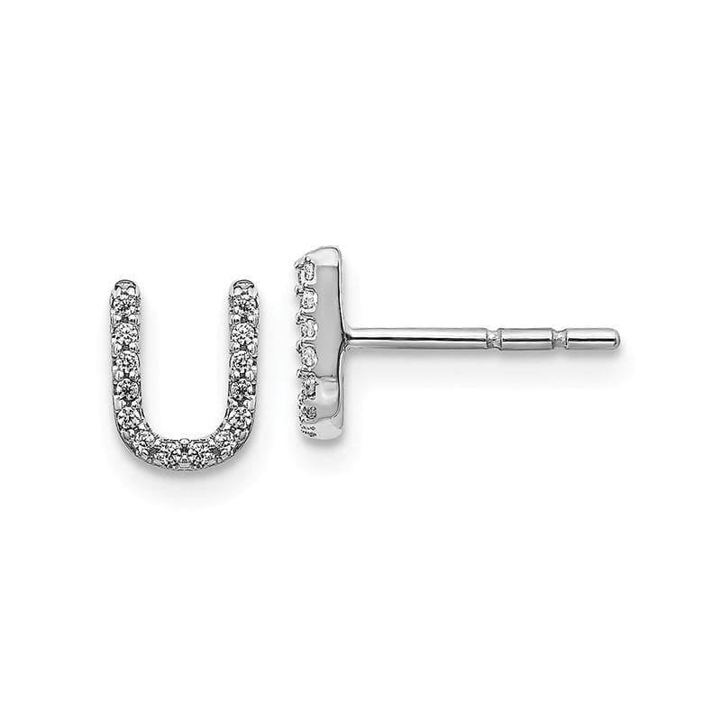 14k White Gold Diamond Initial U Earrings - Seattle Gold Grillz