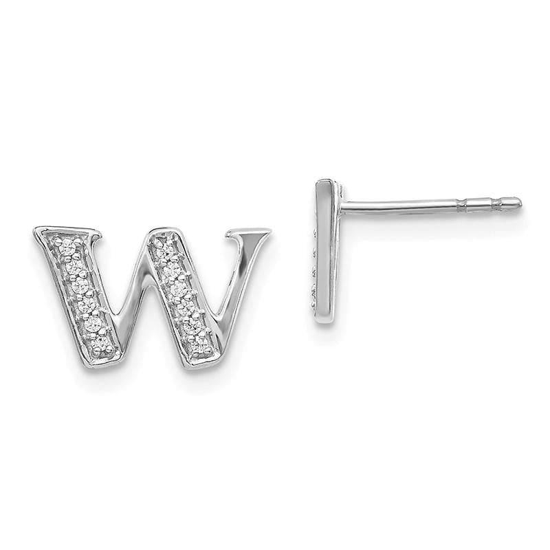 14k White Gold Diamond Initial W Earrings - Seattle Gold Grillz