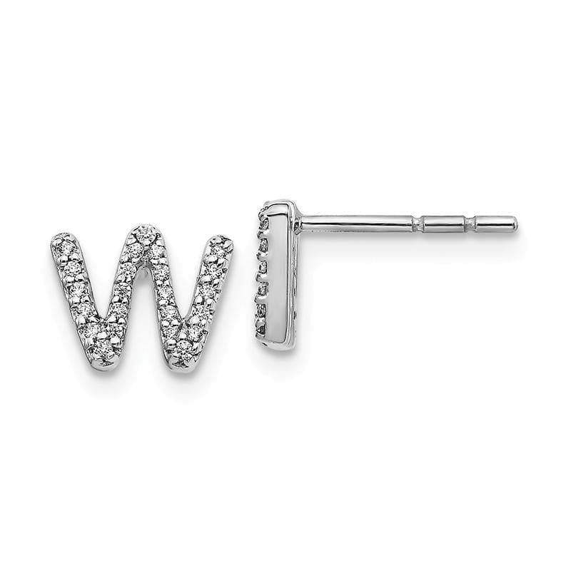 14k White Gold Diamond Initial W Earrings - Seattle Gold Grillz