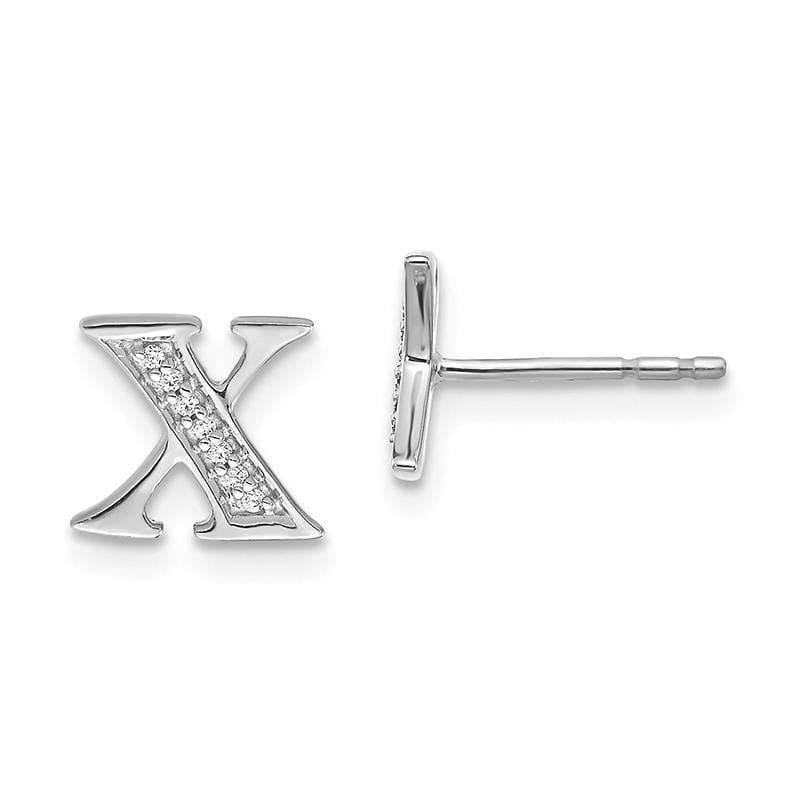 14k White Gold Diamond Initial X Earrings - Seattle Gold Grillz
