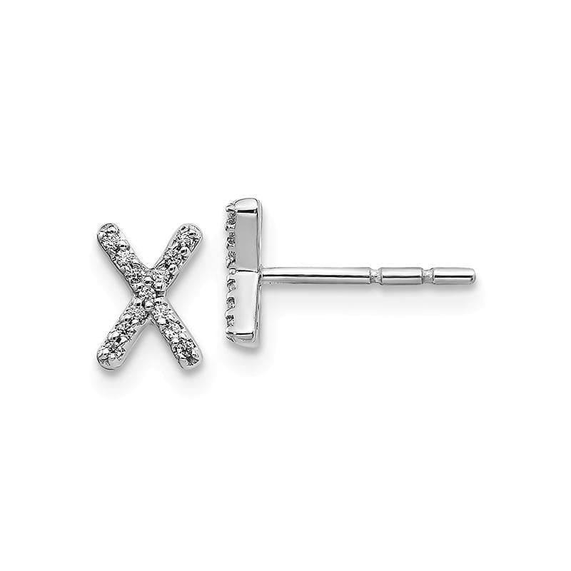 14k White Gold Diamond Initial X Earrings - Seattle Gold Grillz