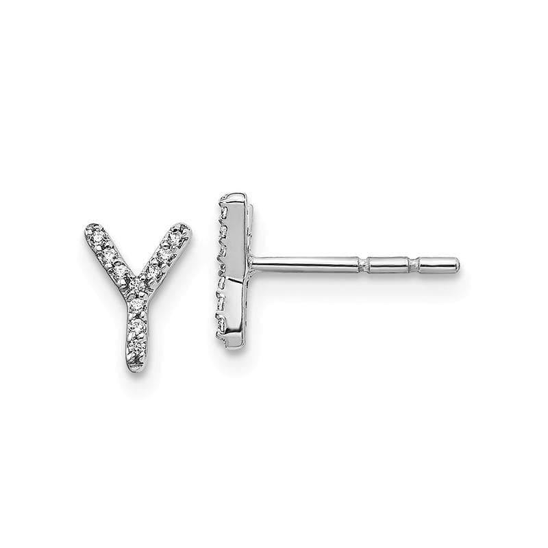 14k White Gold Diamond Initial Y Earrings - Seattle Gold Grillz
