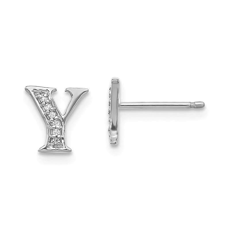 14k White Gold Diamond Initial Y Earrings - Seattle Gold Grillz