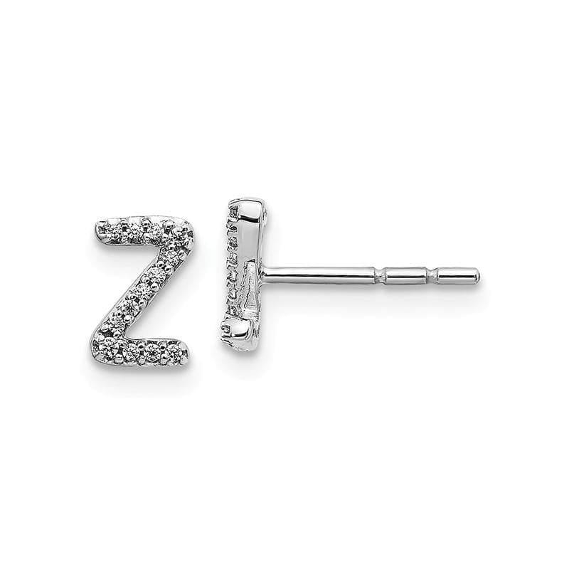 14k White Gold Diamond Initial Z Earrings - Seattle Gold Grillz