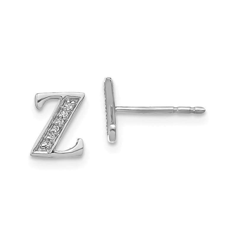 14k White Gold Diamond Initial Z Earrings - Seattle Gold Grillz