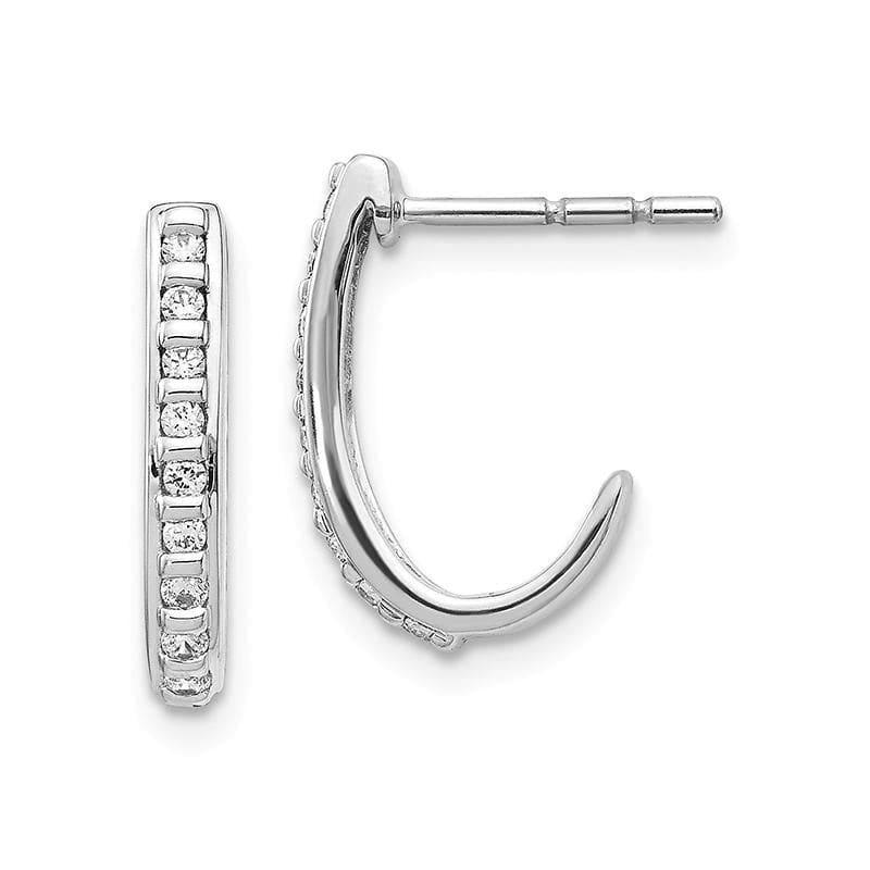 14K White Gold Diamond J-Hoop Post Earrings. 0.20ctw - Seattle Gold Grillz
