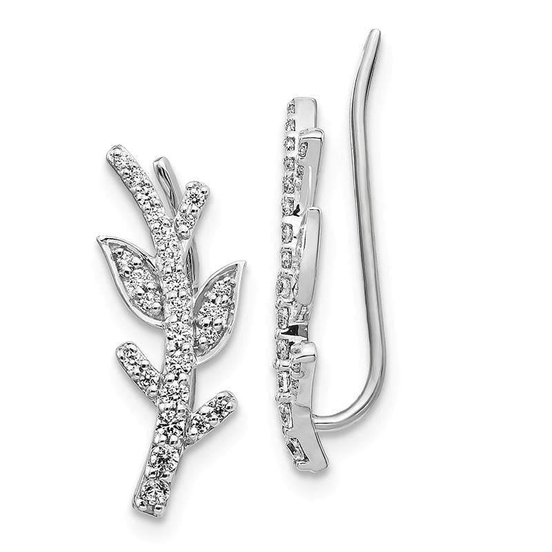 14k White Gold Diamond Leaf & Branch Earrings - Seattle Gold Grillz