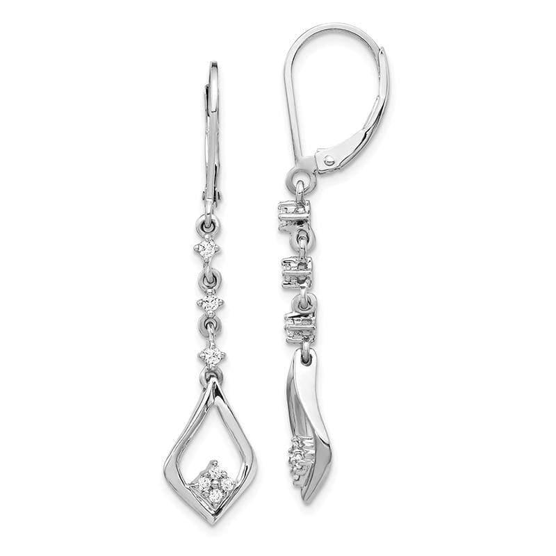 14k White Gold Diamond Leverback Earrings - Seattle Gold Grillz