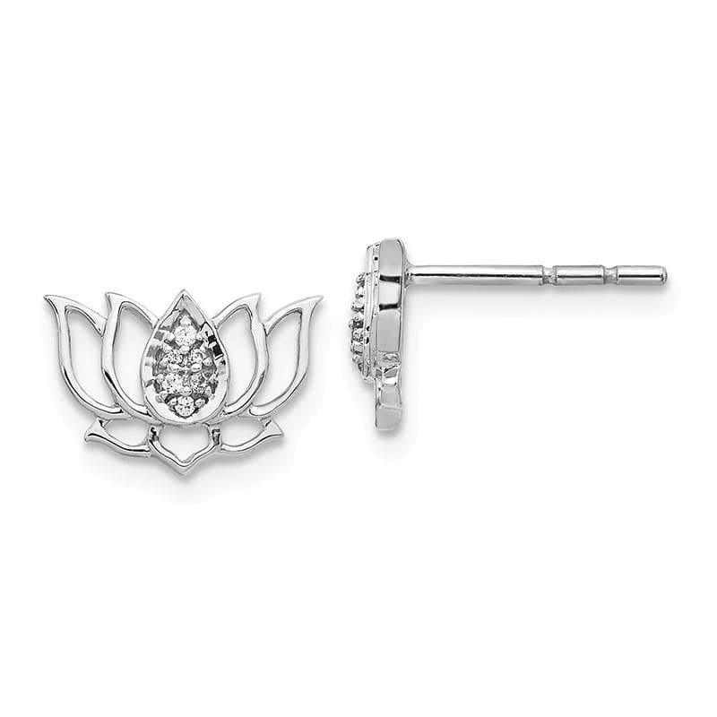 14k White Gold Diamond Lotus Flower Earrings - Seattle Gold Grillz