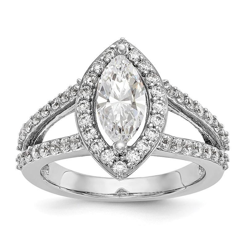14K White Gold Diamond Marquise Semi-Mount Halo Engagement Ring - Seattle Gold Grillz