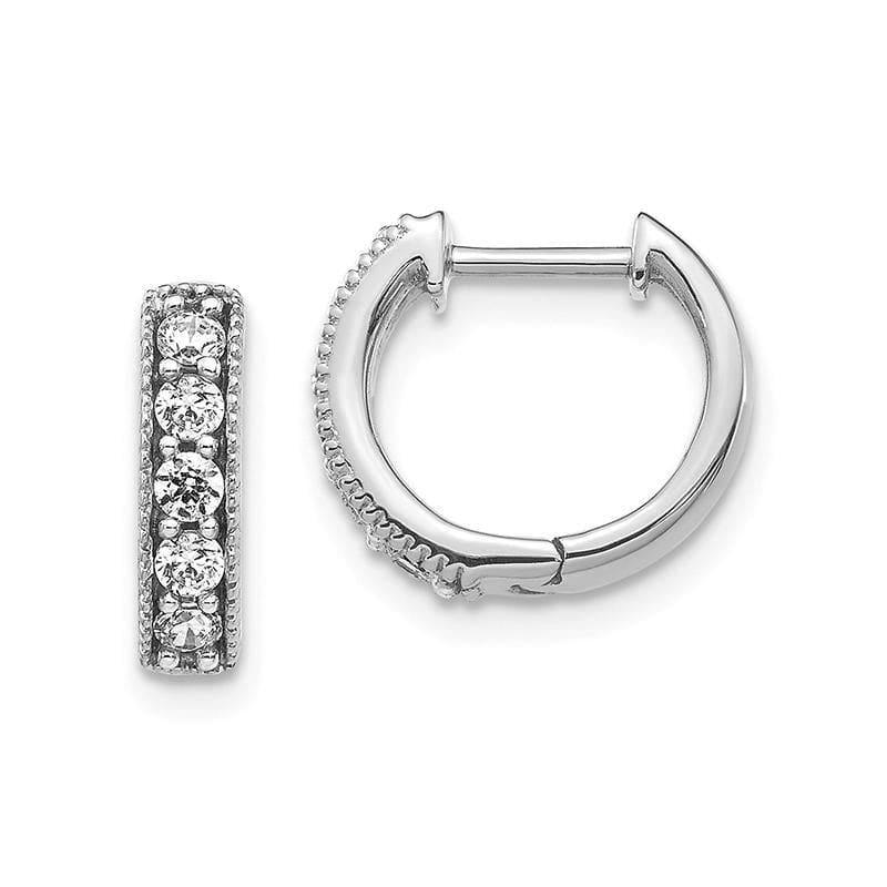 14k White Gold Diamond Milgrain Hoop Earrings. 0.33ctw - Seattle Gold Grillz