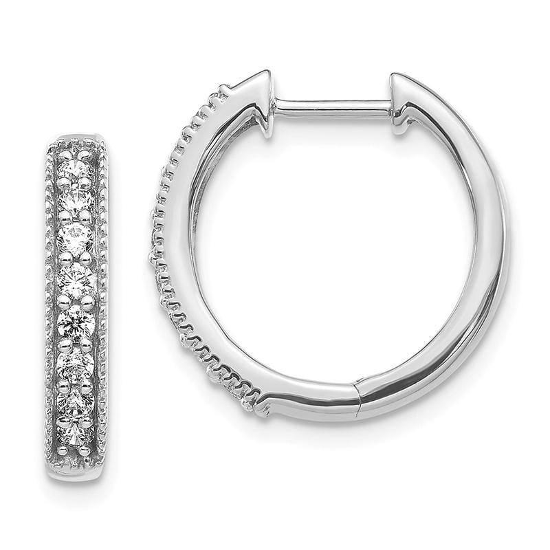 14k White Gold Diamond Milgrain Hoop Earrings. 0.40ctw - Seattle Gold Grillz
