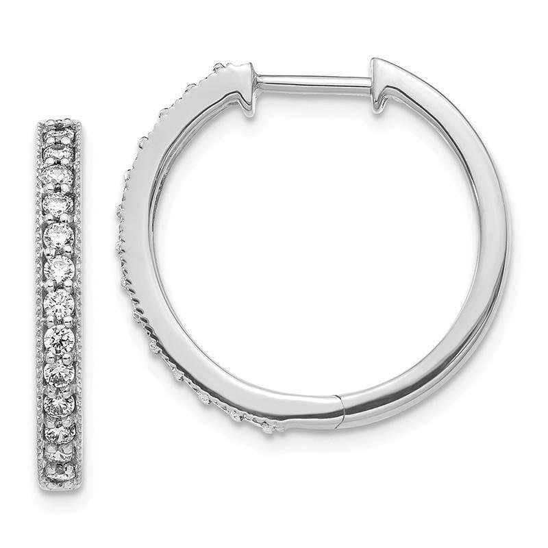 14k White Gold Diamond Milgrain Hoop Earrings. 0.60ctw - Seattle Gold Grillz