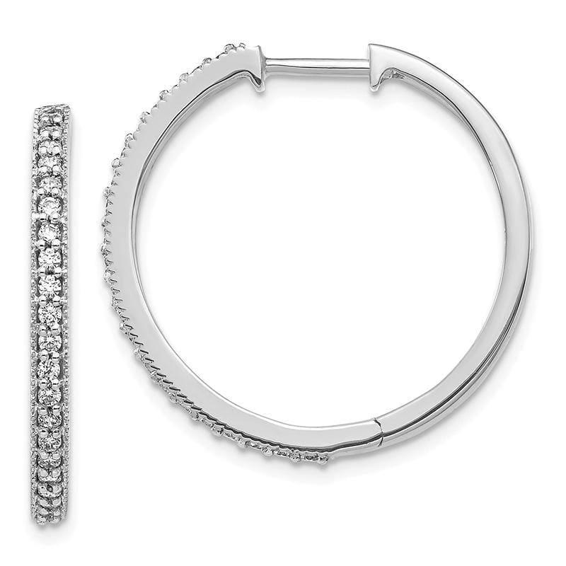 14k White Gold Diamond Milgrain Hoop Earrings. 0.60ctw - Seattle Gold Grillz