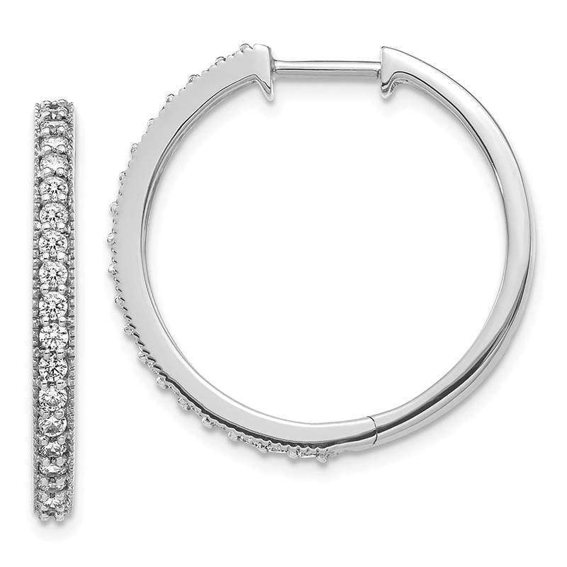 14k White Gold Diamond Milgrain Hoop Earrings. 0.87ctw - Seattle Gold Grillz
