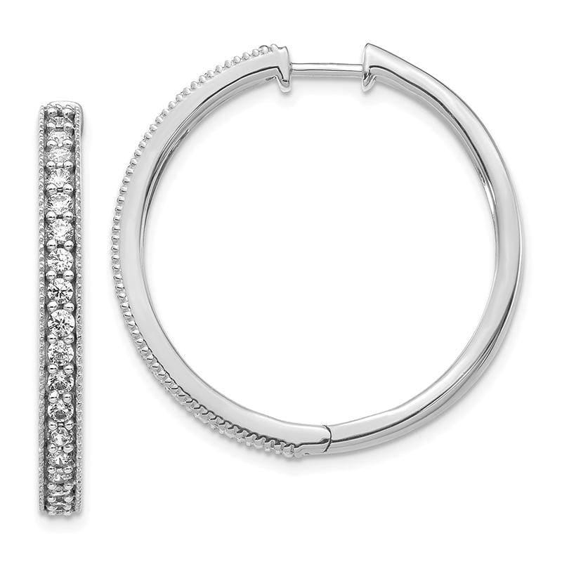 14k White Gold Diamond Milgrain Hoop Earrings. 0.90ctw - Seattle Gold Grillz