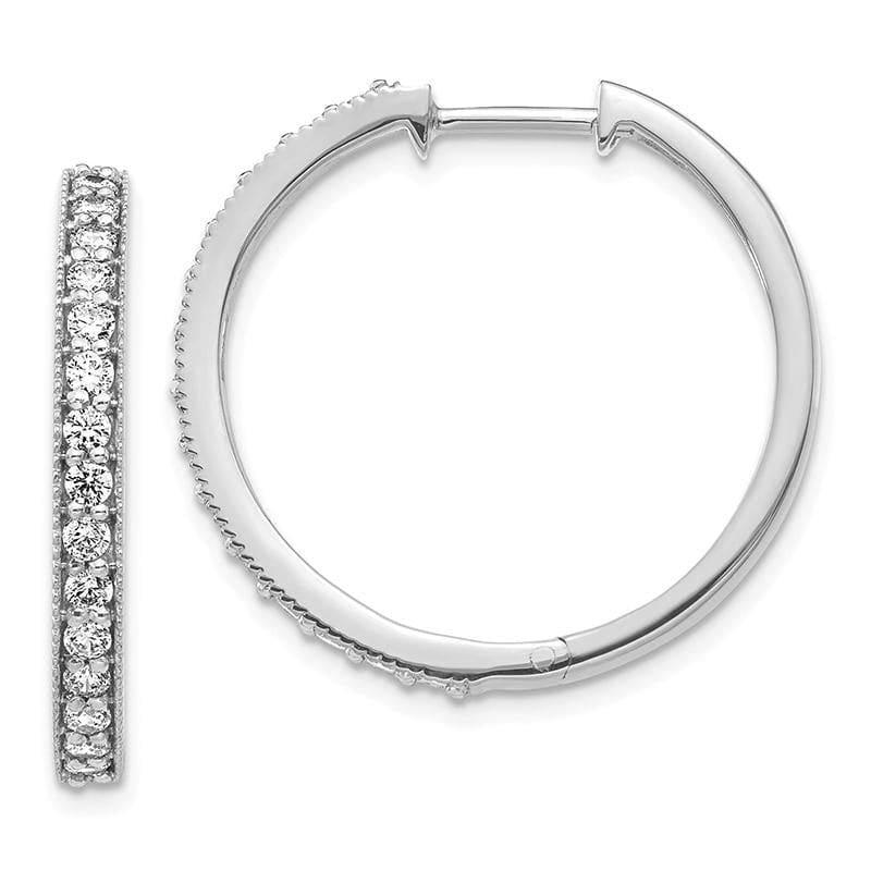 14k White Gold Diamond Milgrain Hoop Earrings. 1.00ctw - Seattle Gold Grillz