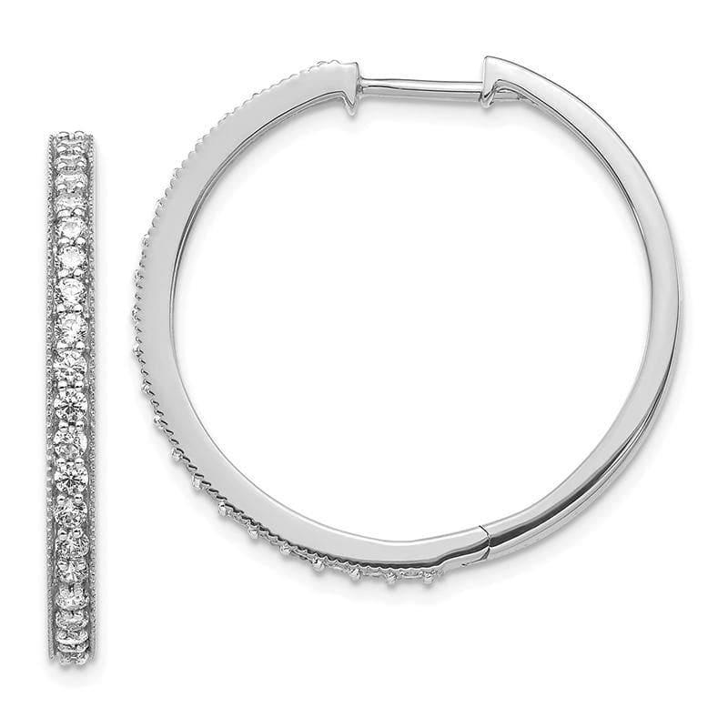 14k White Gold Diamond Milgrain Hoop Earrings. 1.00ctw - Seattle Gold Grillz