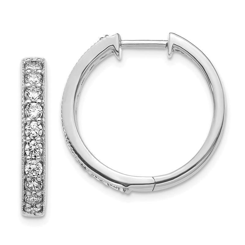 14k White Gold Diamond Milgrain Hoop Earrings. 1.00ctw - Seattle Gold Grillz