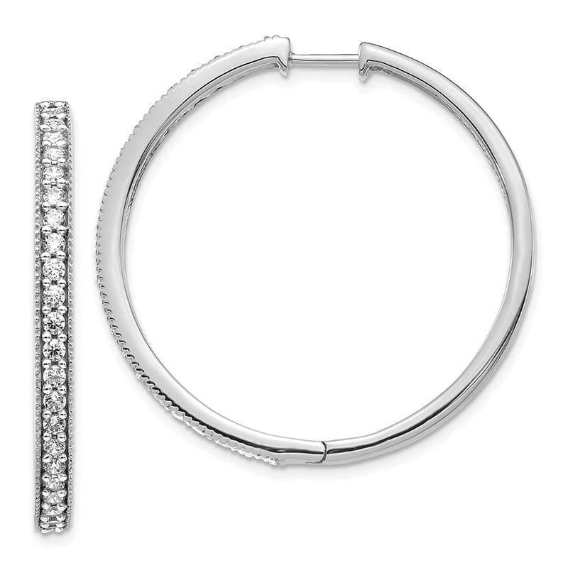 14k White Gold Diamond Milgrain Hoop Earrings. 1.10ctw - Seattle Gold Grillz