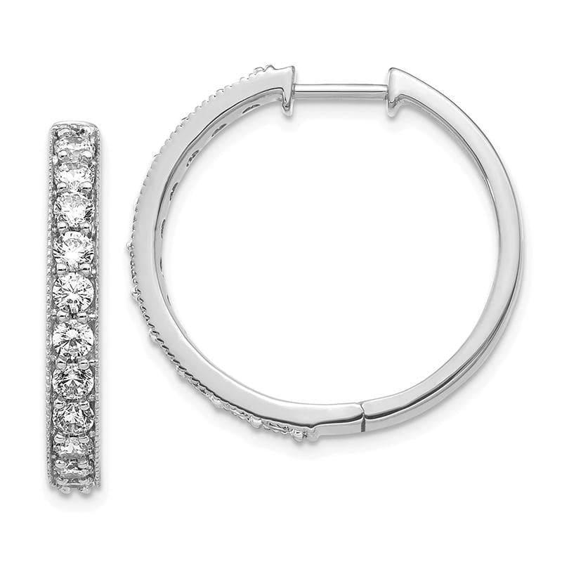 14k White Gold Diamond Milgrain Hoop Earrings. 1.50ctw - Seattle Gold Grillz