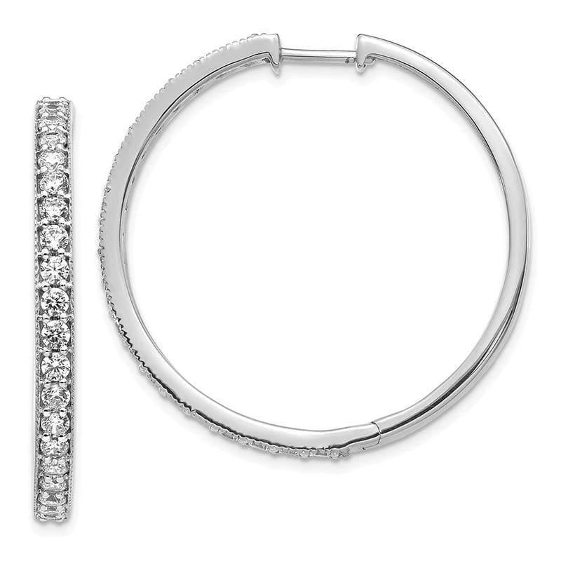 14k White Gold Diamond Milgrain Hoop Earrings. 2.00ctw - Seattle Gold Grillz