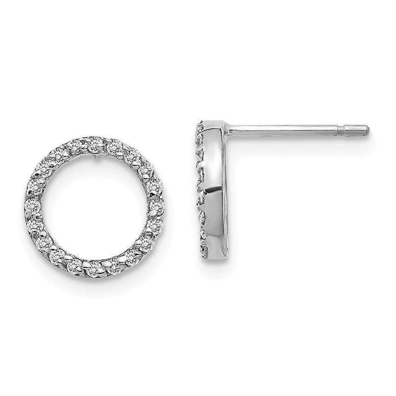 14k White Gold Diamond Open Circle Earrings - Seattle Gold Grillz