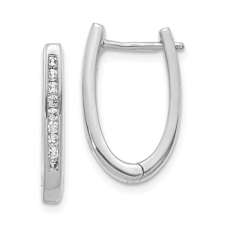 14k White Gold Diamond Oval Hoop Earrings. 0.25ctw - Seattle Gold Grillz