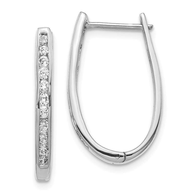 14k White Gold Diamond Oval Hoop Earrings. 0.50ctw - Seattle Gold Grillz