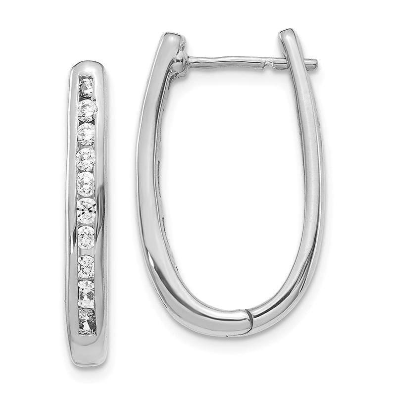 14k White Gold Diamond Oval Hoop Earrings. 0.75ctw - Seattle Gold Grillz