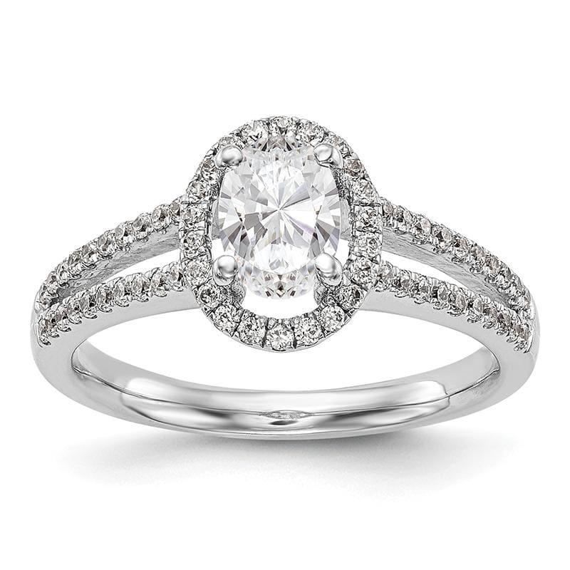 14K White Gold Diamond Oval Semi-Mount Oval Halo Engagement Ring - Seattle Gold Grillz