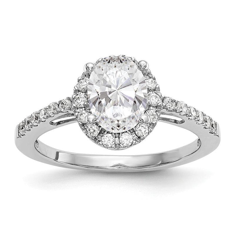 14K White Gold Diamond Oval Semi-Mount Oval Halo Engagement Ring - Seattle Gold Grillz