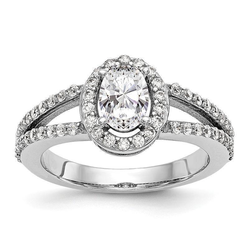 14K White Gold Diamond Oval Semi-Mount Oval Halo Engagement Ring - Seattle Gold Grillz