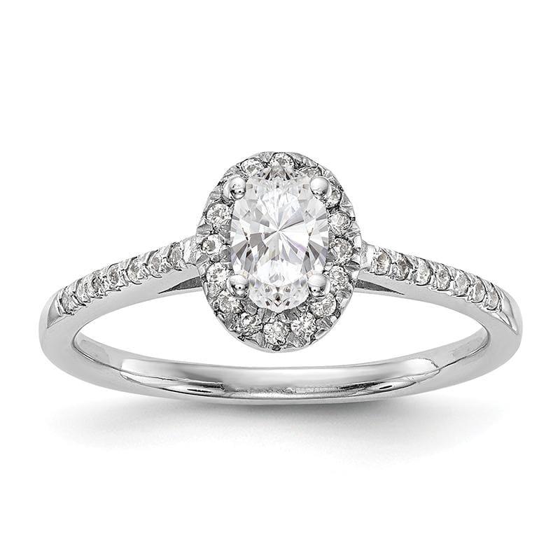 14K White Gold Diamond Oval Semi-Mount Oval Halo Engagement Ring - Seattle Gold Grillz