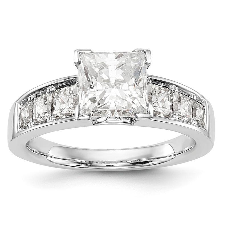 14K White Gold Diamond Peg Set Engagement Ring - Seattle Gold Grillz