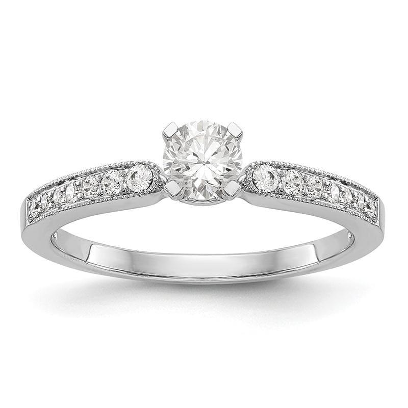 14K White Gold Diamond Peg Set Engagement Ring - Seattle Gold Grillz