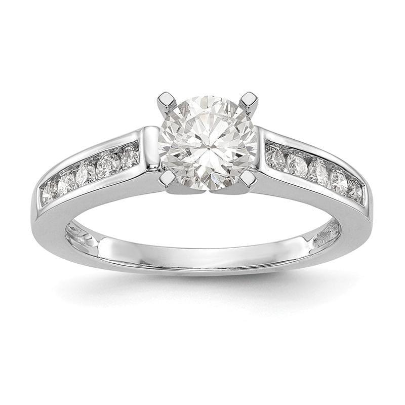 14K White Gold Diamond Peg Set Engagement Ring - Seattle Gold Grillz