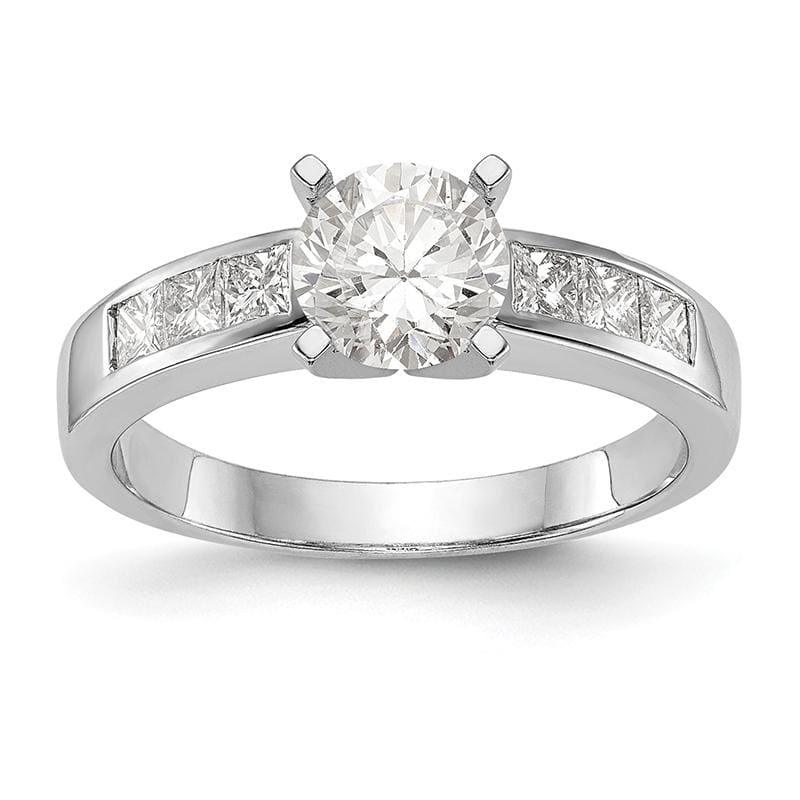 14K White Gold Diamond Peg Set Engagement Ring - Seattle Gold Grillz